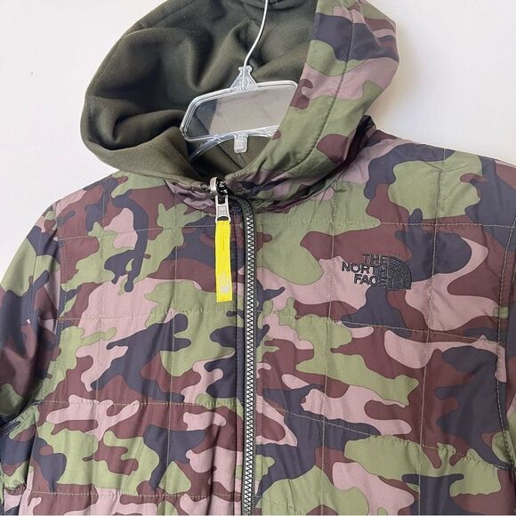 North Face Reversible Puffer Jacket Boys Large 14-16 Camo Insulated Quilted Coat - Picture 7 of 13